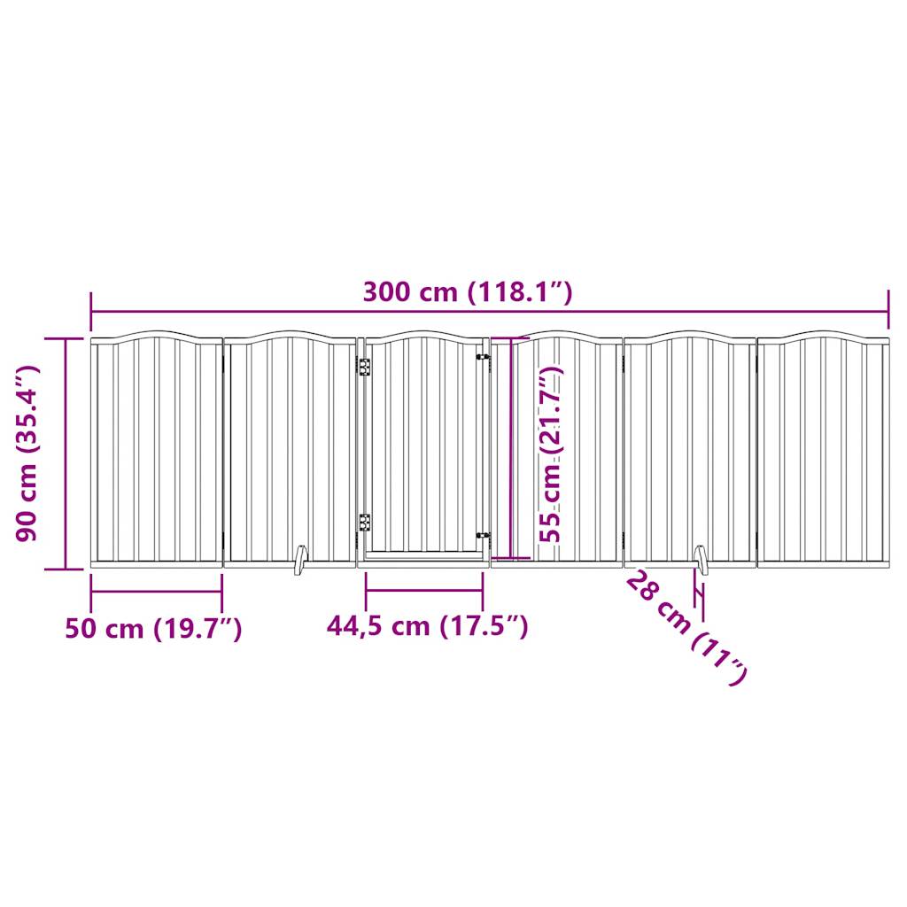 Zábrana pro psy s dvířky skládací 6 panelů bílá 300 cm topol