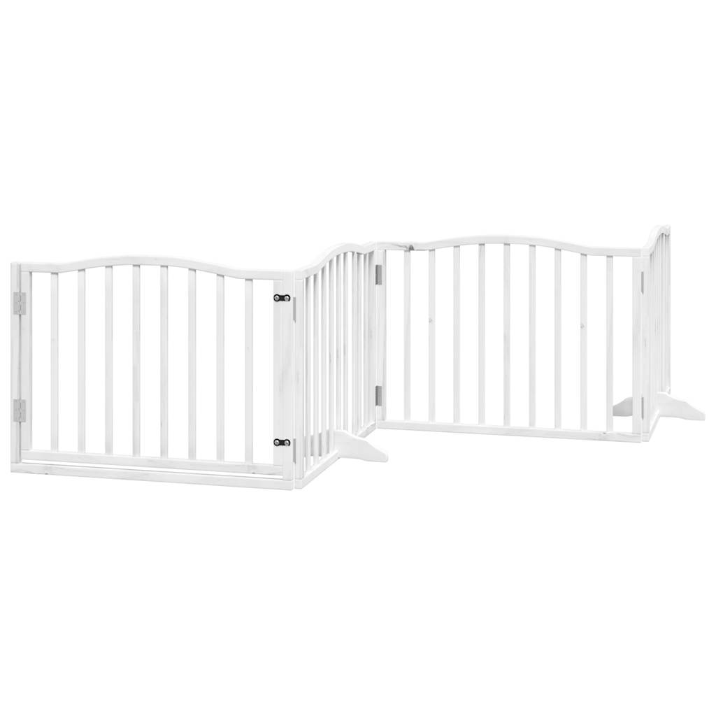 Zábrana pro psy s dvířky skládací 4 panely bílá 320 cm topol
