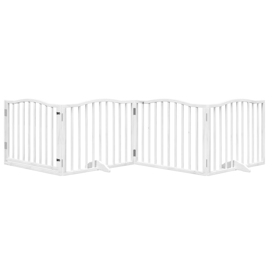 Zábrana pro psy s dvířky skládací 4 panely bílá 320 cm topol