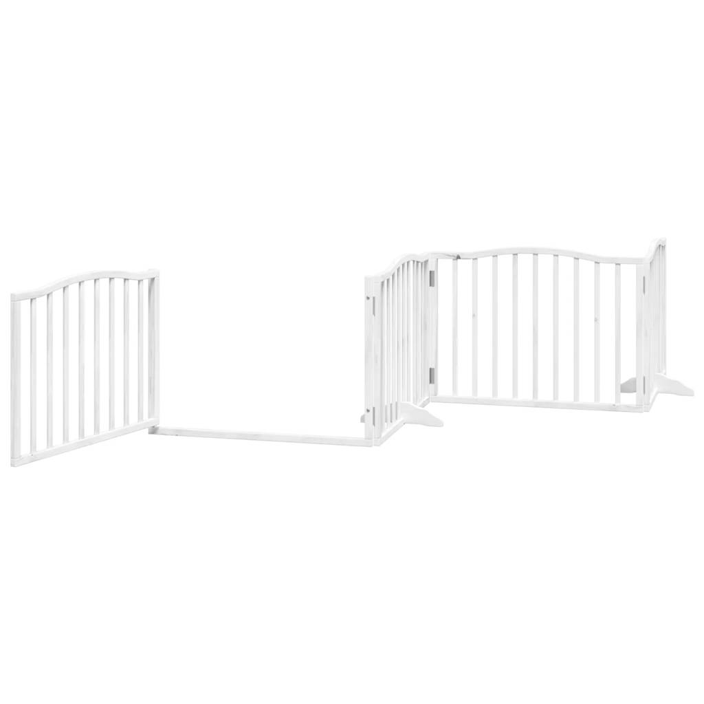 Zábrana pro psy s dvířky skládací 4 panely bílá 320 cm topol