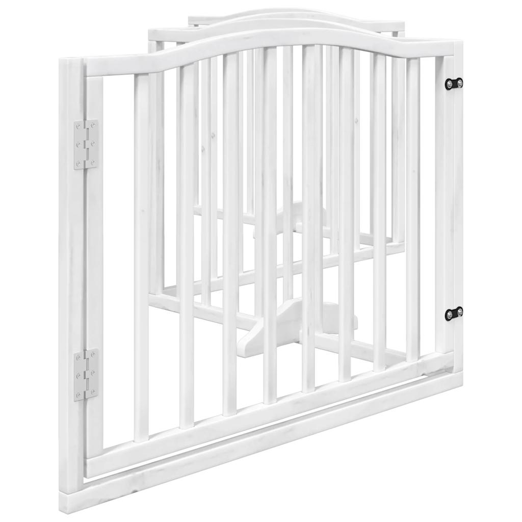 Zábrana pro psy s dvířky skládací 4 panely bílá 320 cm topol