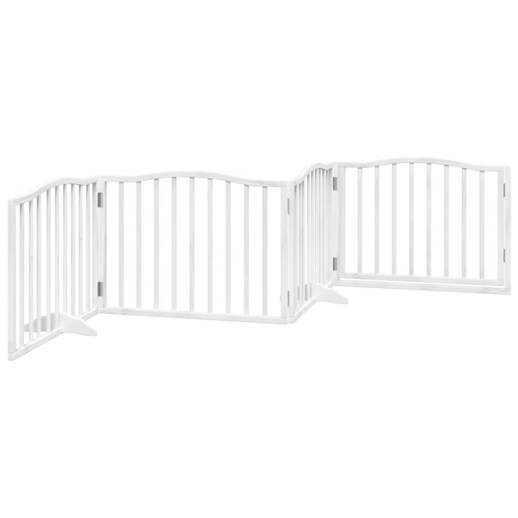 Zábrana pro psy s dvířky skládací 4 panely bílá 320 cm topol
