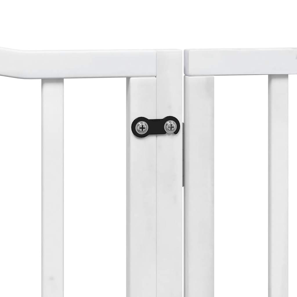 Zábrana pro psy s dvířky skládací 4 panely bílá 320 cm topol