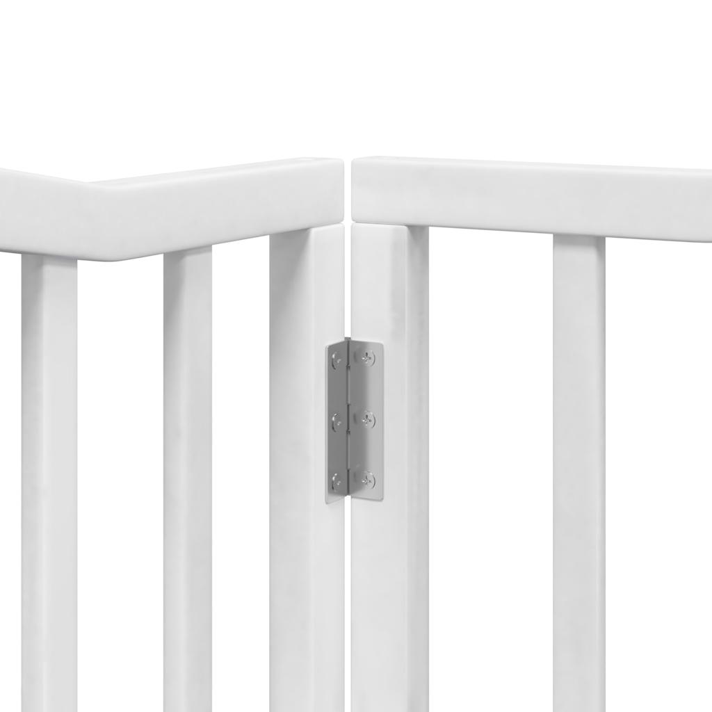 Zábrana pro psy s dvířky skládací 4 panely bílá 320 cm topol