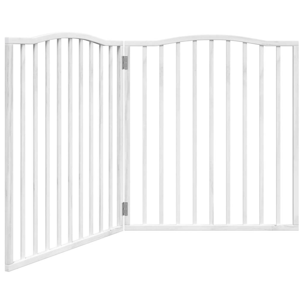 Zábrana pro psy s dvířky skládací 4 panely bílá 320 cm topol