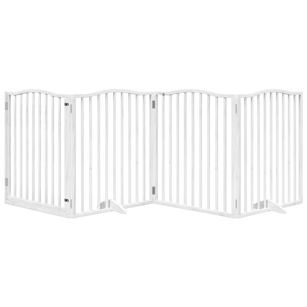 Zábrana pro psy s dvířky skládací 4 panely bílá 320 cm topol