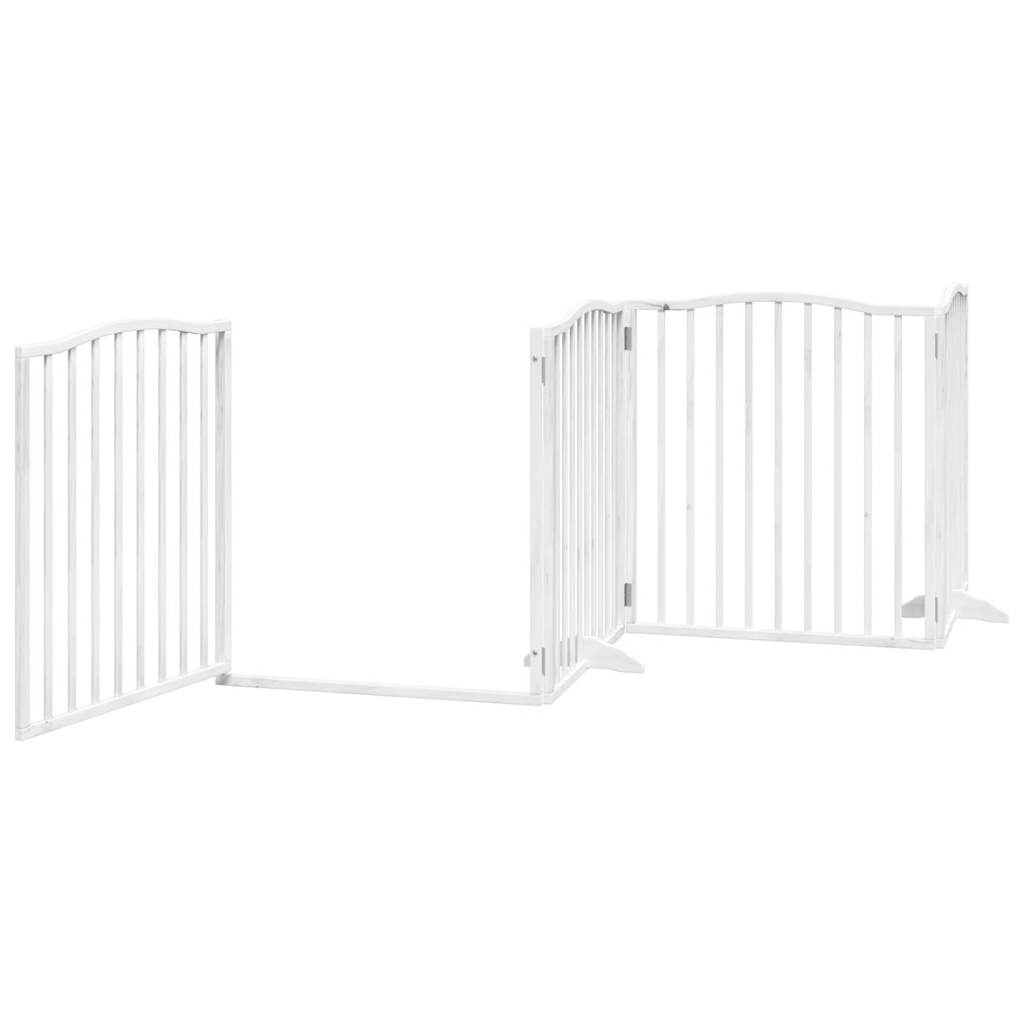 Zábrana pro psy s dvířky skládací 4 panely bílá 320 cm topol
