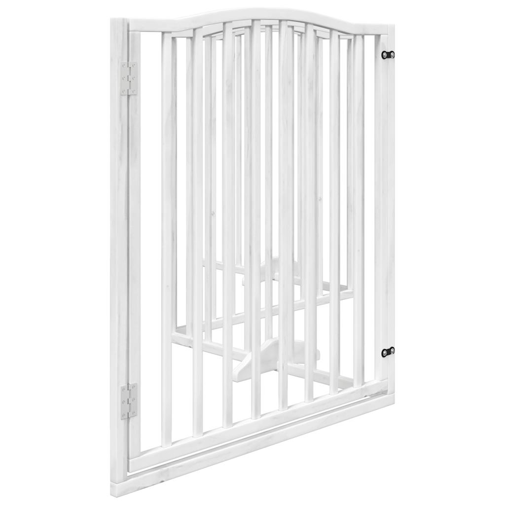 Zábrana pro psy s dvířky skládací 4 panely bílá 320 cm topol