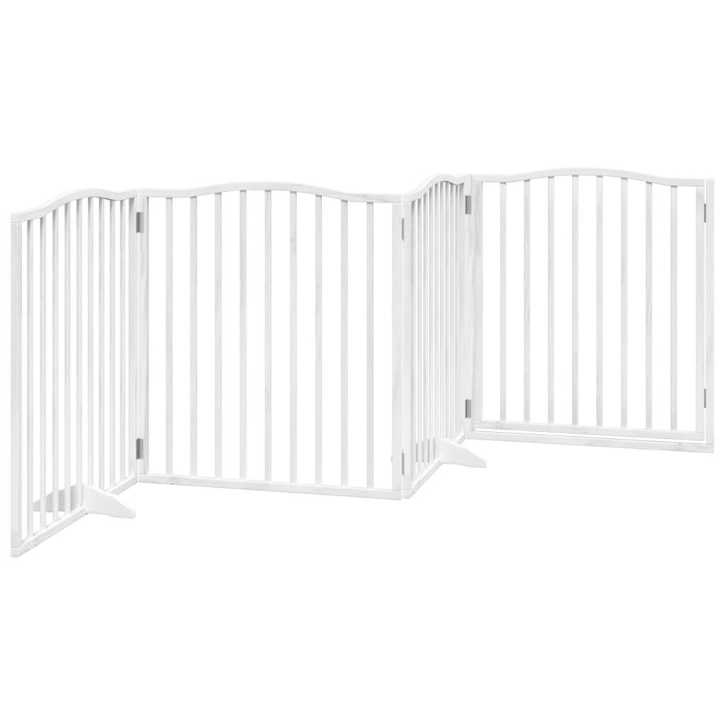 Zábrana pro psy s dvířky skládací 4 panely bílá 320 cm topol
