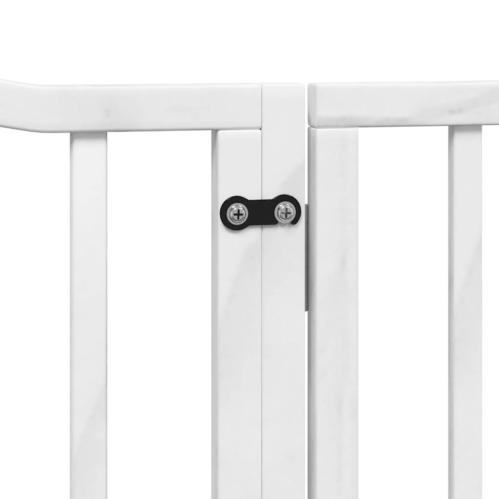 Zábrana pro psy s dvířky skládací 4 panely bílá 320 cm topol
