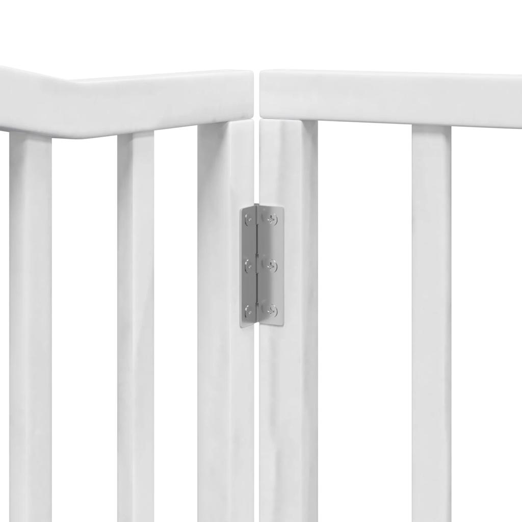 Zábrana pro psy s dvířky skládací 4 panely bílá 320 cm topol