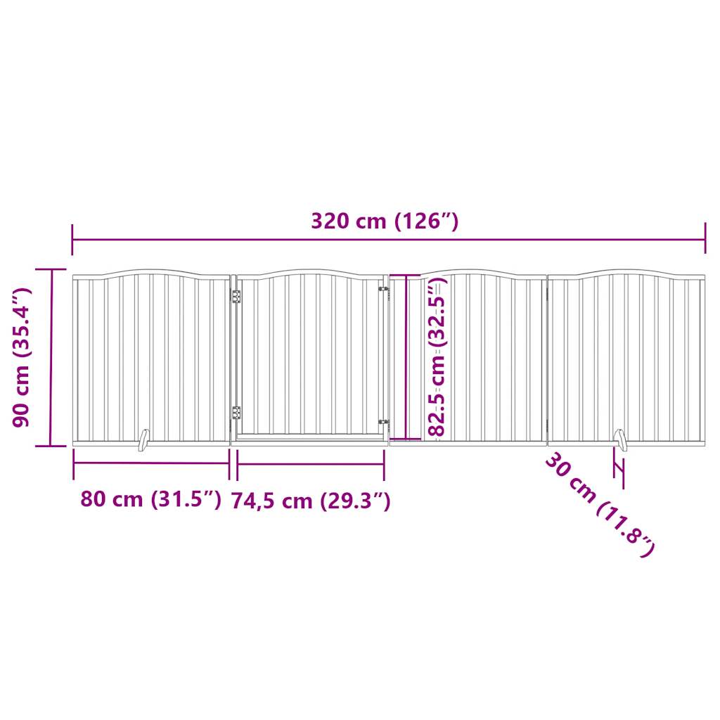 Zábrana pro psy s dvířky skládací 4 panely bílá 320 cm topol
