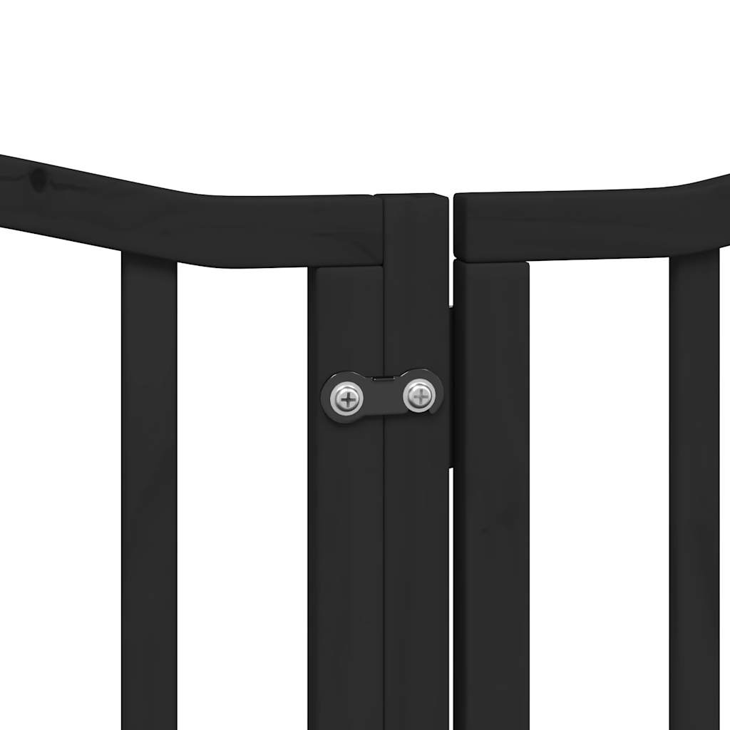 Zábrana pro psy s dvířky skládací 6 panelů černá 300 cm topol