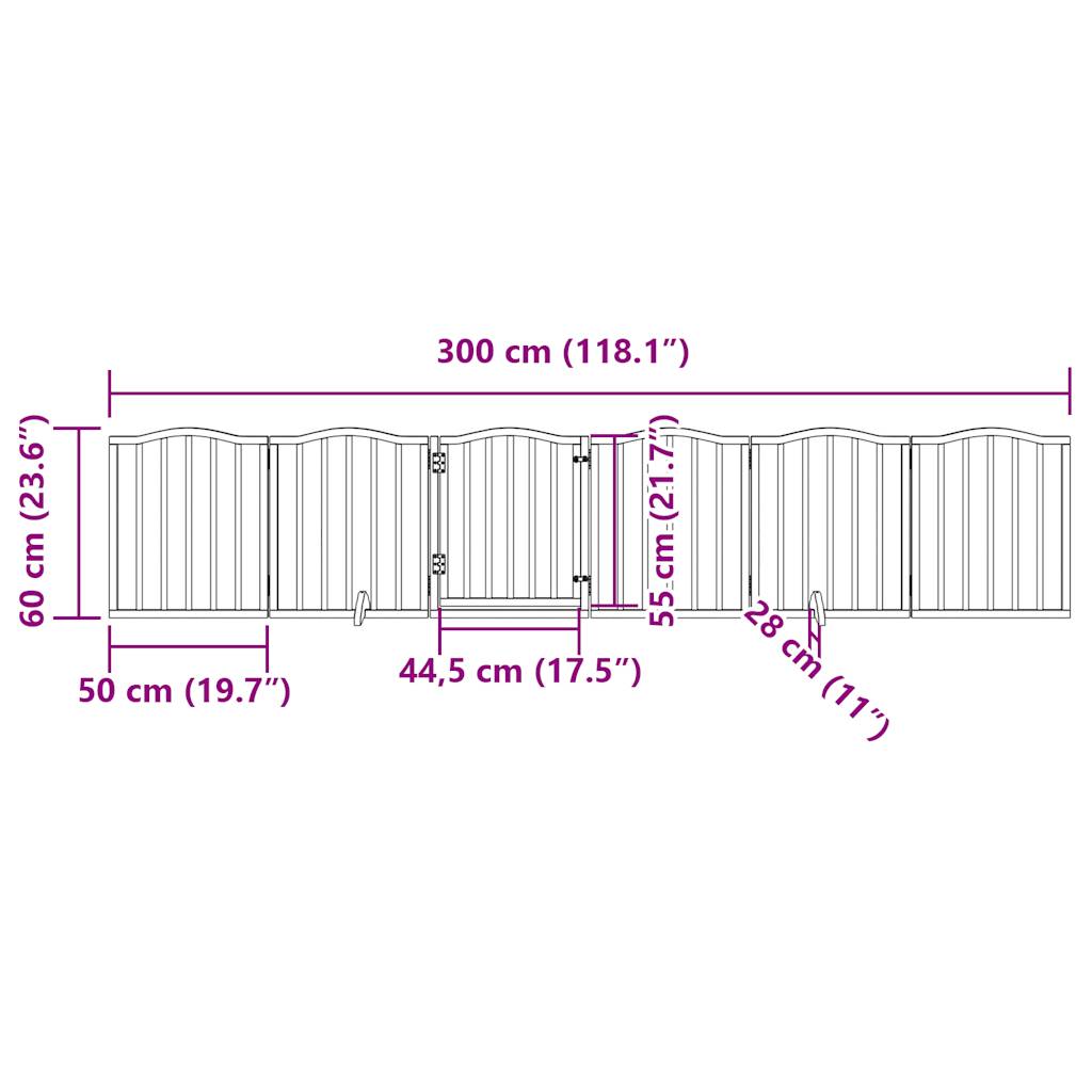 Zábrana pro psy s dvířky skládací 6 panelů černá 300 cm topol