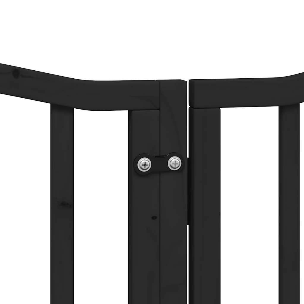 Zábrana pro psy s dvířky skládací 6 panelů černá 300 cm topol