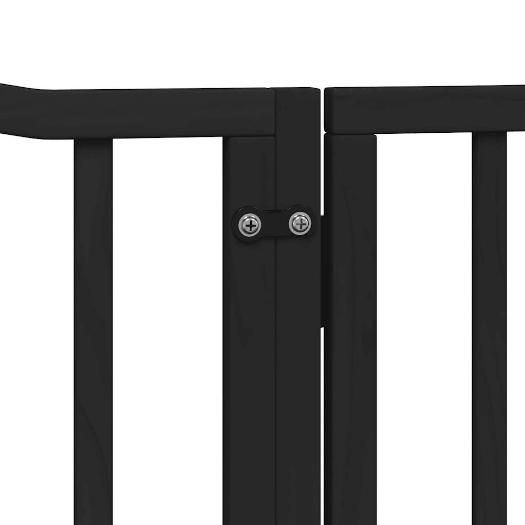 Zábrana pro psy s dvířky skládací 4 panely černá 320 cm topol