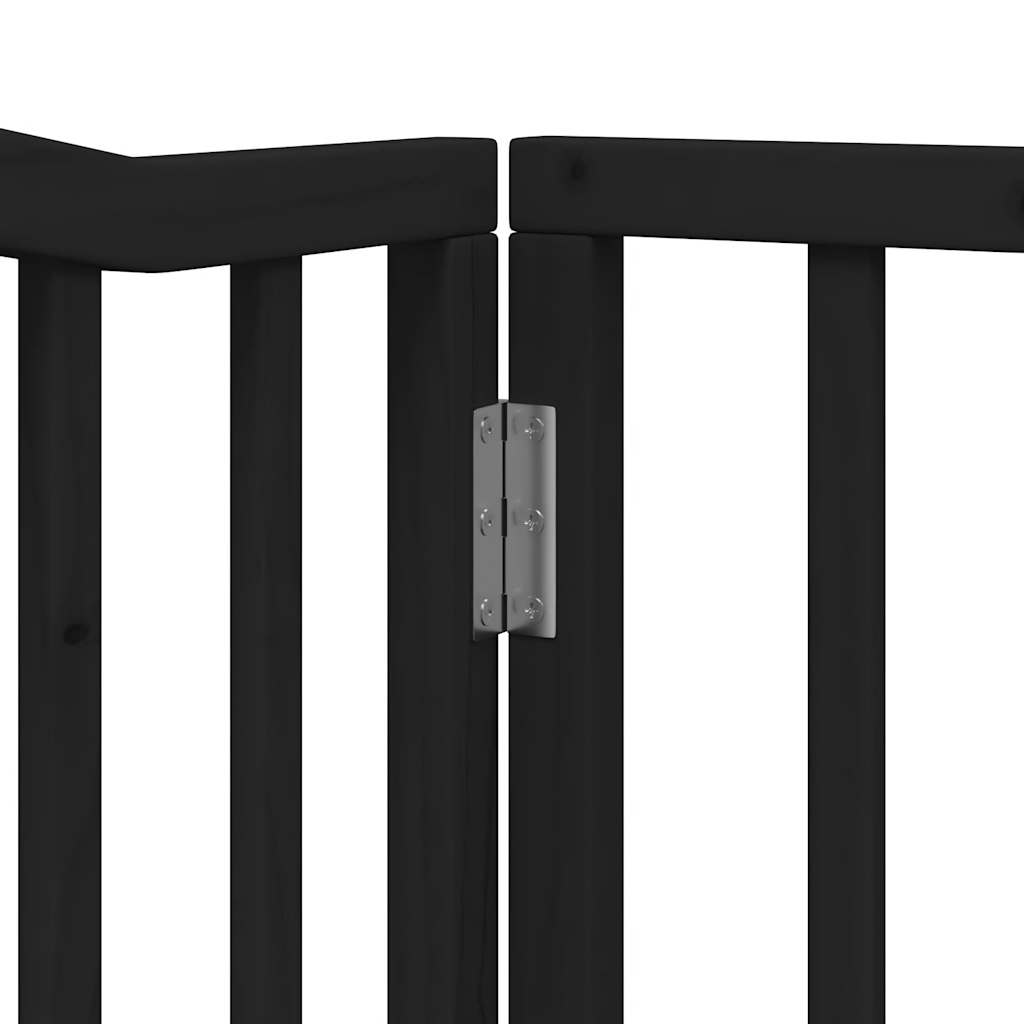 Zábrana pro psy s dvířky skládací 4 panely černá 320 cm topol