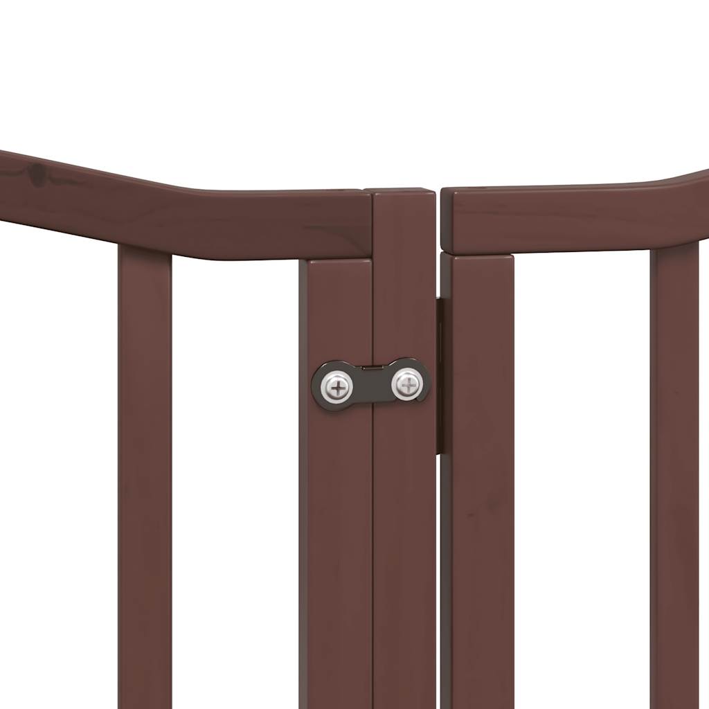 Zábrana pro psy s dvířky skládací 6 panelů hnědý dub 300 cm