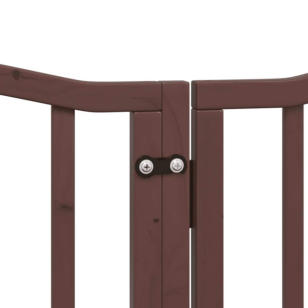 Zábrana pro psy s dvířky skládací 6 panelů hnědý dub 300 cm