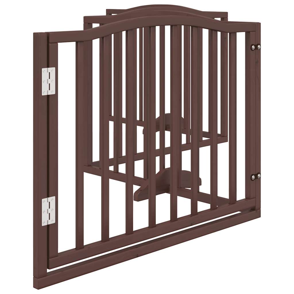 Zábrana pro psy s dvířky skládací 4 panely hnědý dub 320 cm