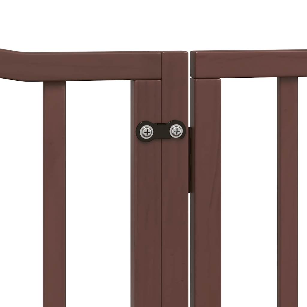 Zábrana pro psy s dvířky skládací 4 panely hnědý dub 320 cm