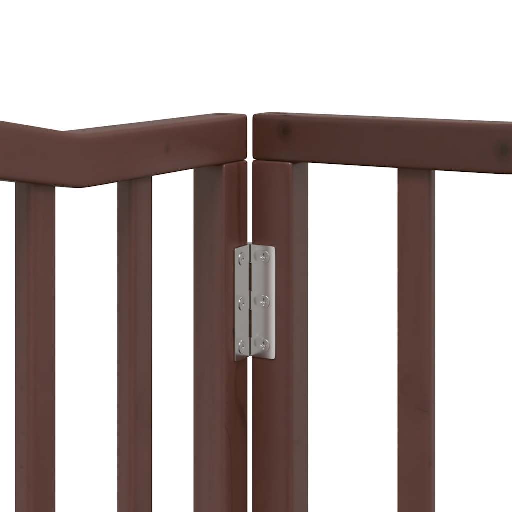 Zábrana pro psy s dvířky skládací 4 panely hnědý dub 320 cm