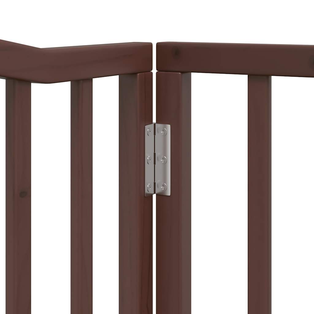 Zábrana pro psy s dvířky skládací 4 panely hnědý dub 320 cm