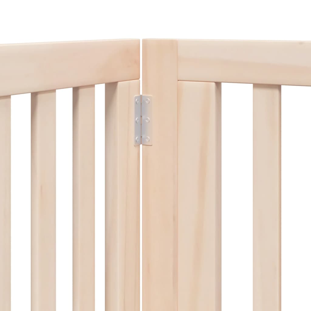 Psí branka s dvířky, skládací, 4 panely, 320 cm, topolové dřevo