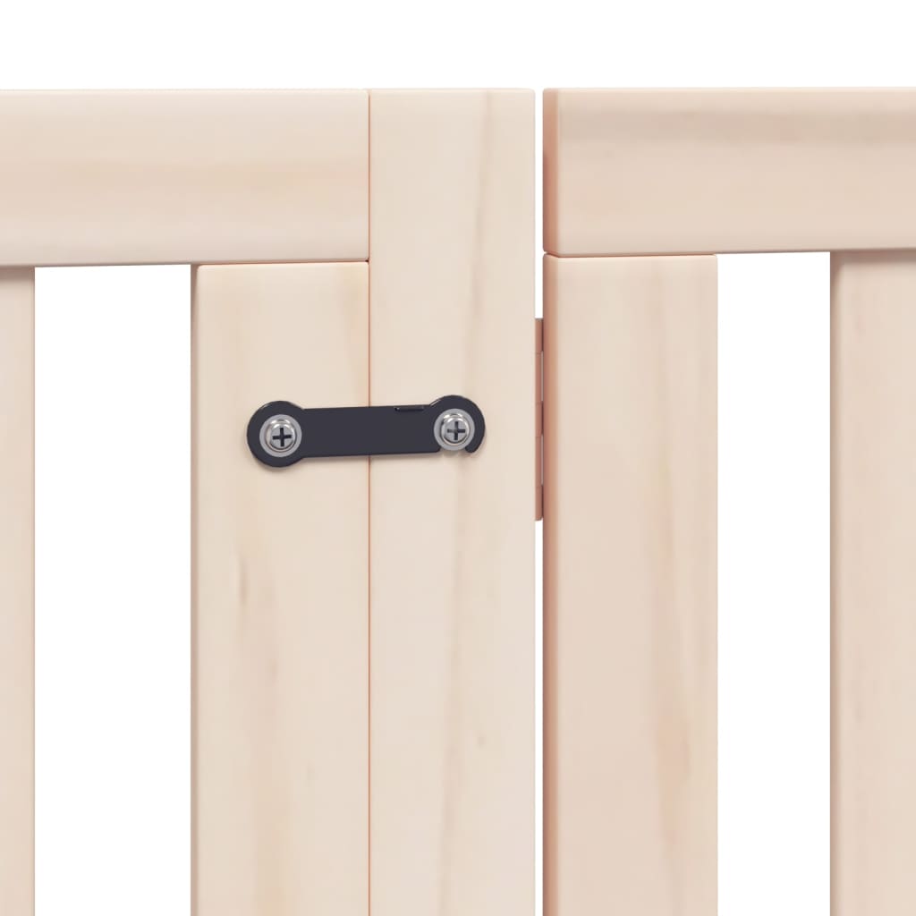 Psí branka s dvířky, skládací, 4 panely, 320 cm, topolové dřevo