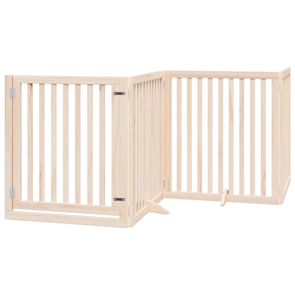 Zábrana pro psy s dvířky skládací 4 panely 320cm topolové dřevo