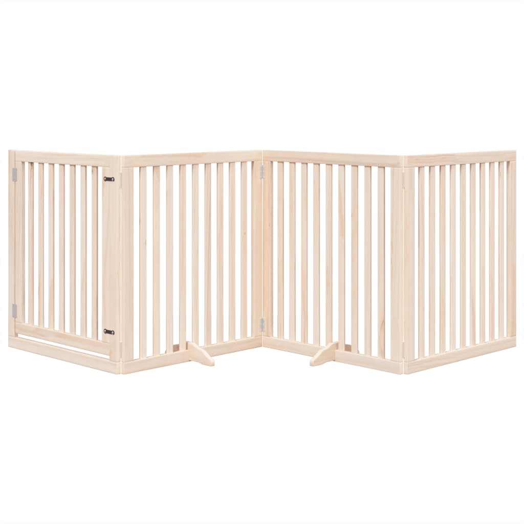 Zábrana pro psy s dvířky skládací 4 panely 320cm topolové dřevo