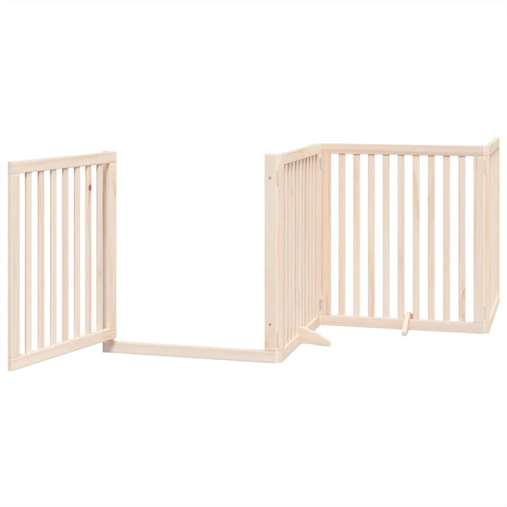 Zábrana pro psy s dvířky skládací 4 panely 320cm topolové dřevo
