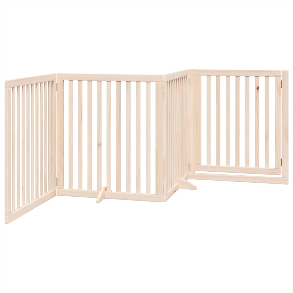 Zábrana pro psy s dvířky skládací 4 panely 320cm topolové dřevo