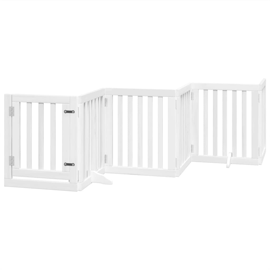 Zábrana pro psy s dvířky skládací 6 panelů bílá 300 cm topol