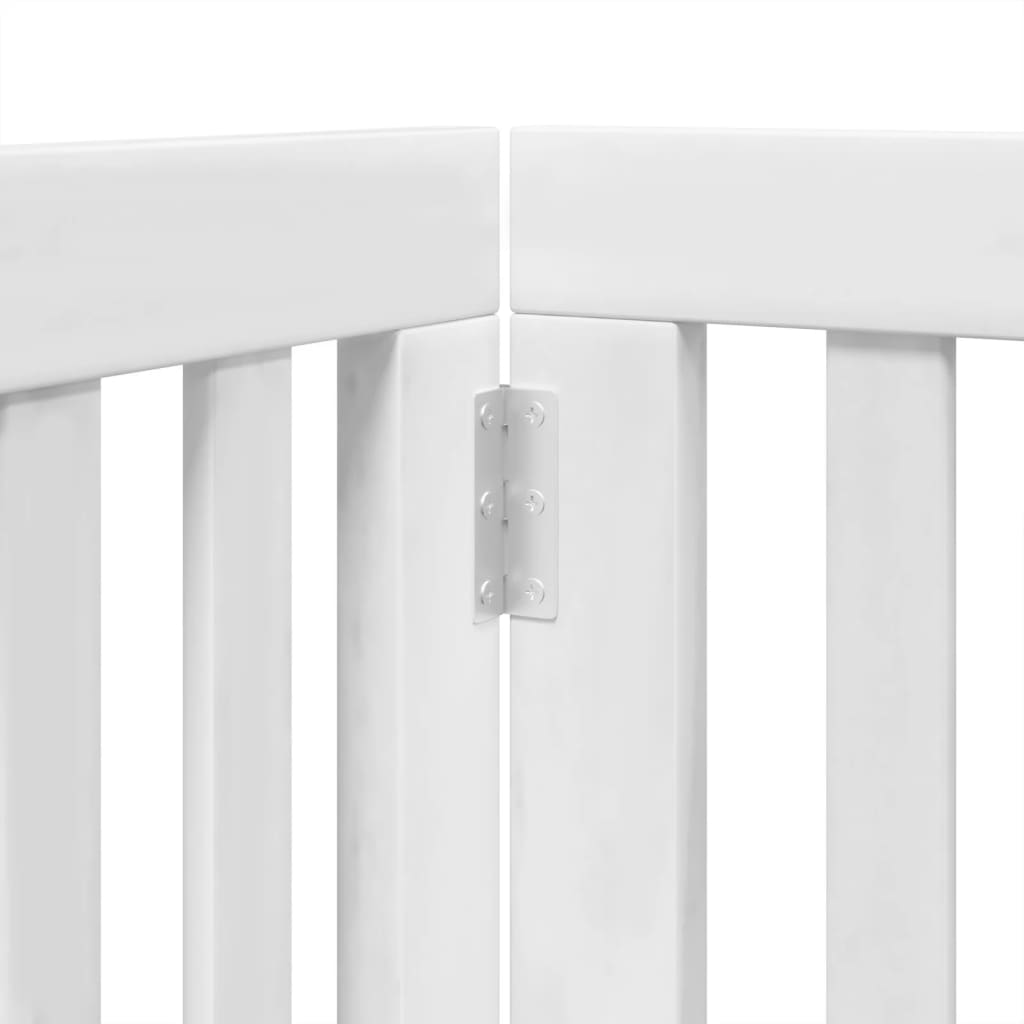 Zábrana pro psy s dvířky skládací 6 panelů bílá 300 cm topol