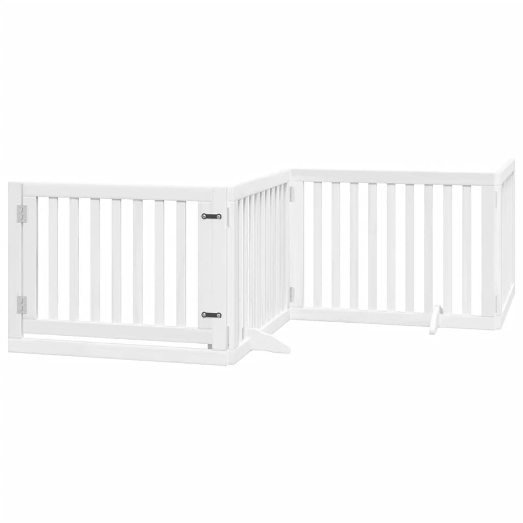 Zábrana pro psy s dvířky skládací 4 panely bílá 320 cm topol