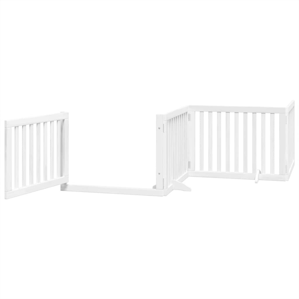 Zábrana pro psy s dvířky skládací 4 panely bílá 320 cm topol