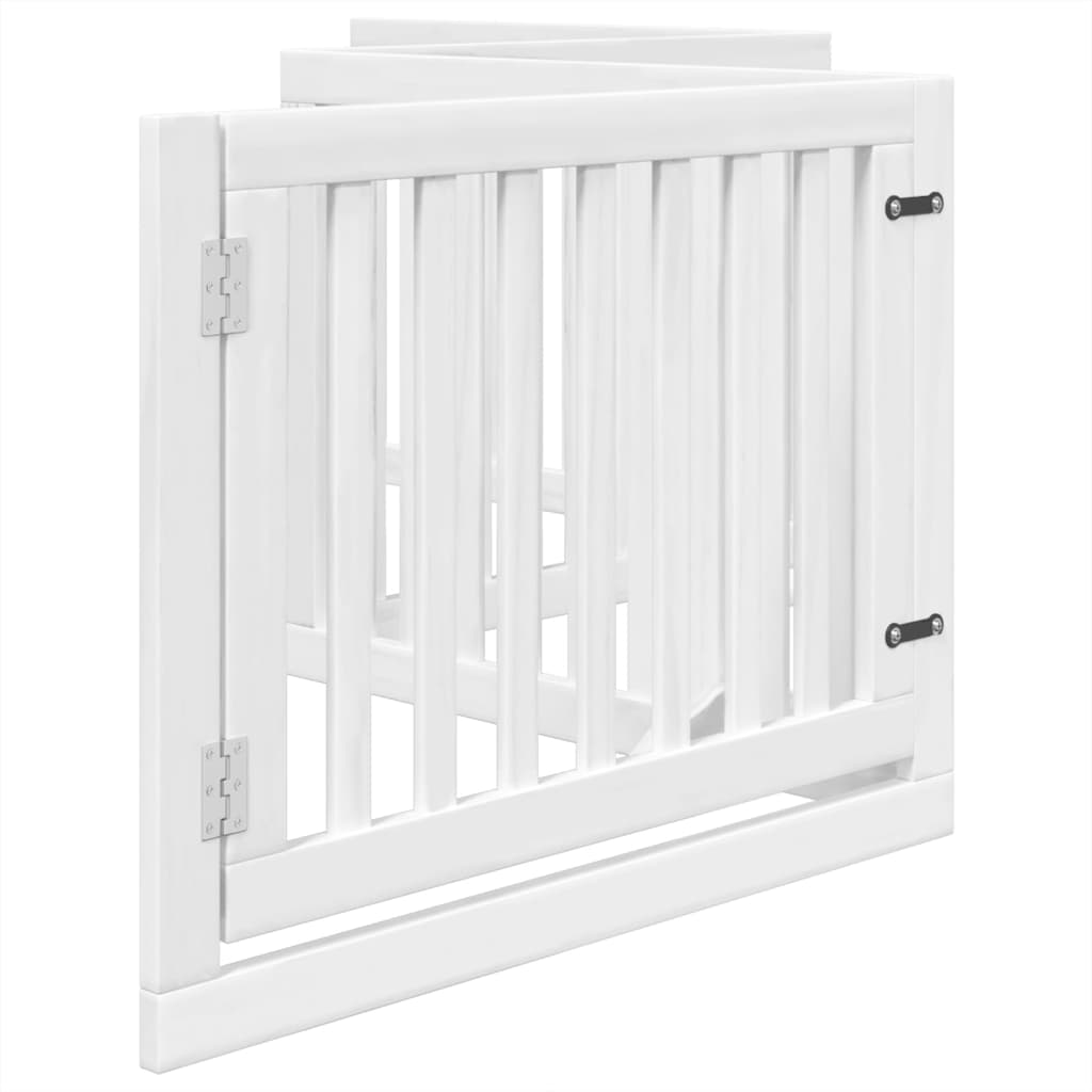 Zábrana pro psy s dvířky skládací 4 panely bílá 320 cm topol