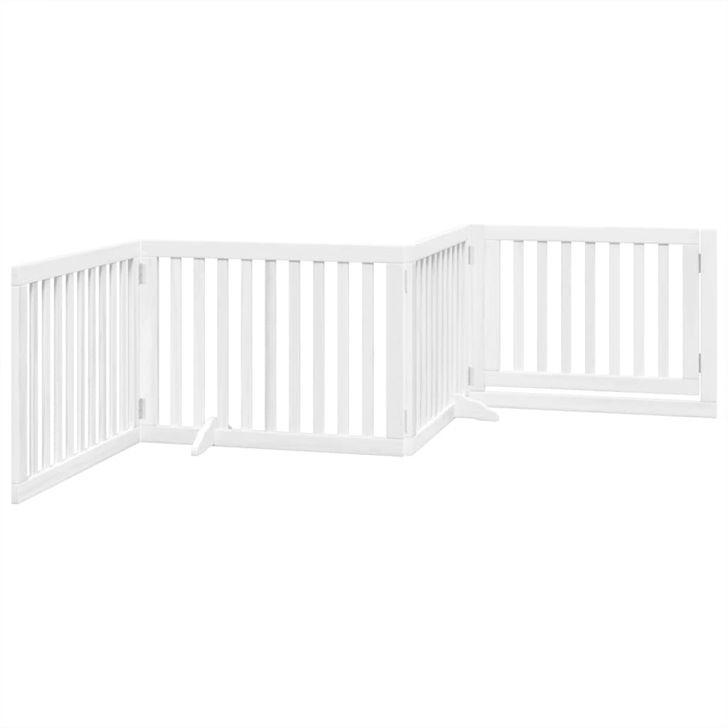 Zábrana pro psy s dvířky skládací 4 panely bílá 320 cm topol