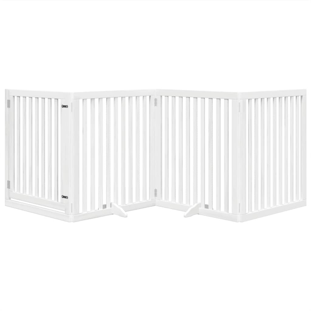 Zábrana pro psy s dvířky skládací 4 panely bílá 320 cm topol