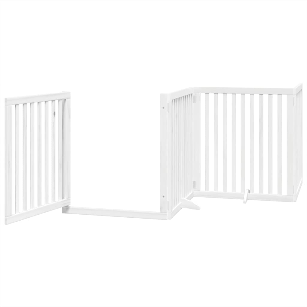 Zábrana pro psy s dvířky skládací 4 panely bílá 320 cm topol
