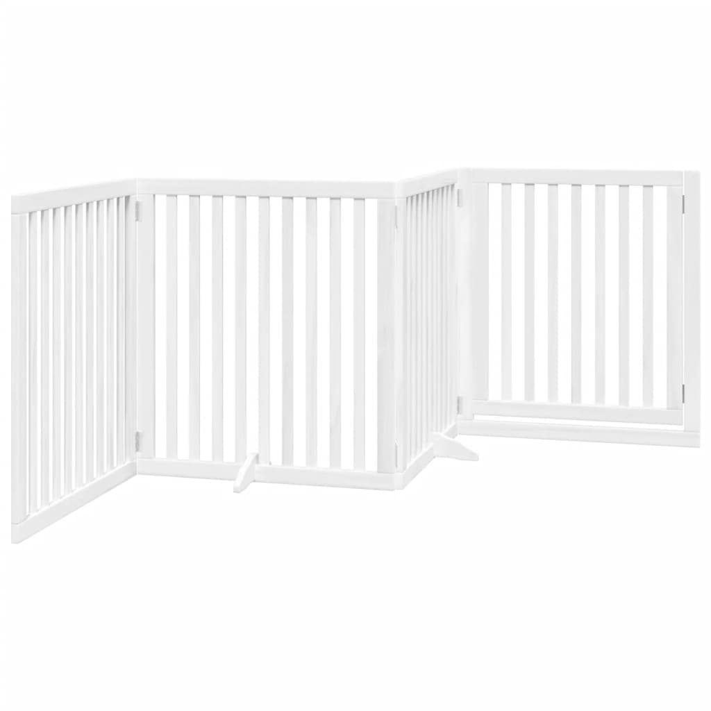 Zábrana pro psy s dvířky skládací 4 panely bílá 320 cm topol