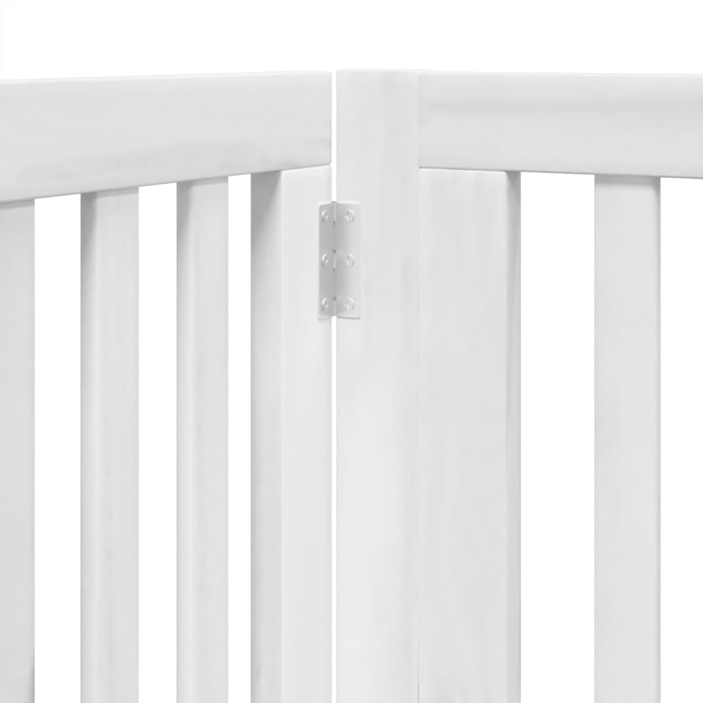 Zábrana pro psy s dvířky skládací 4 panely bílá 320 cm topol