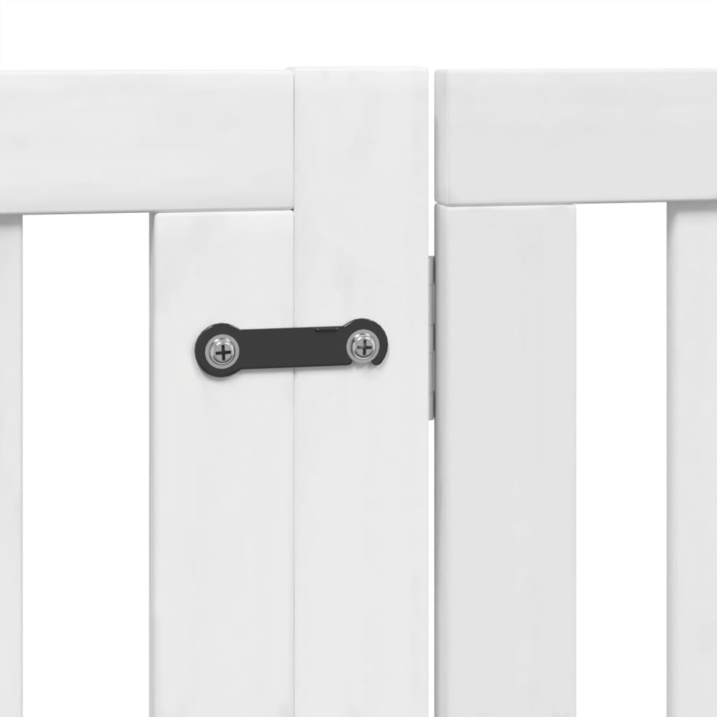 Zábrana pro psy s dvířky skládací 4 panely bílá 320 cm topol