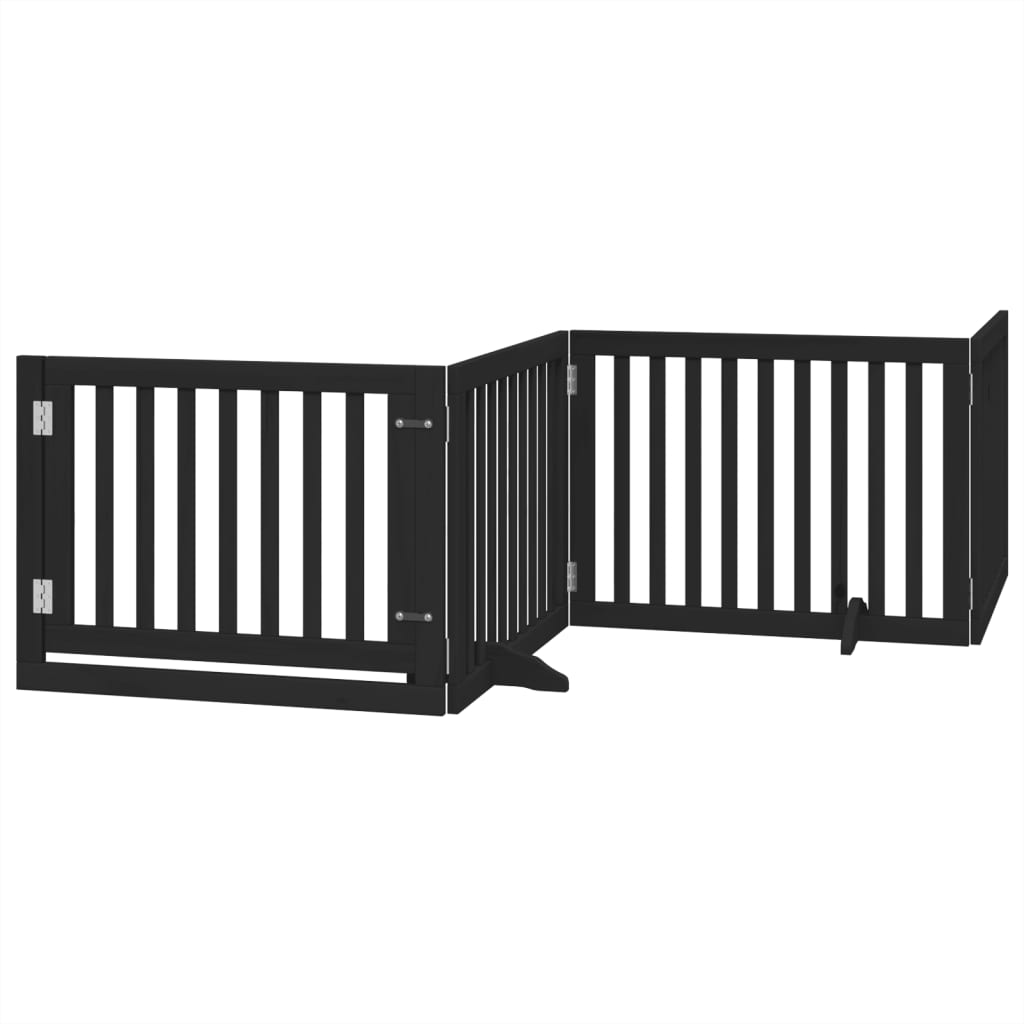 Zábrana pro psy s dvířky skládací 4 panely černá 320 cm topol