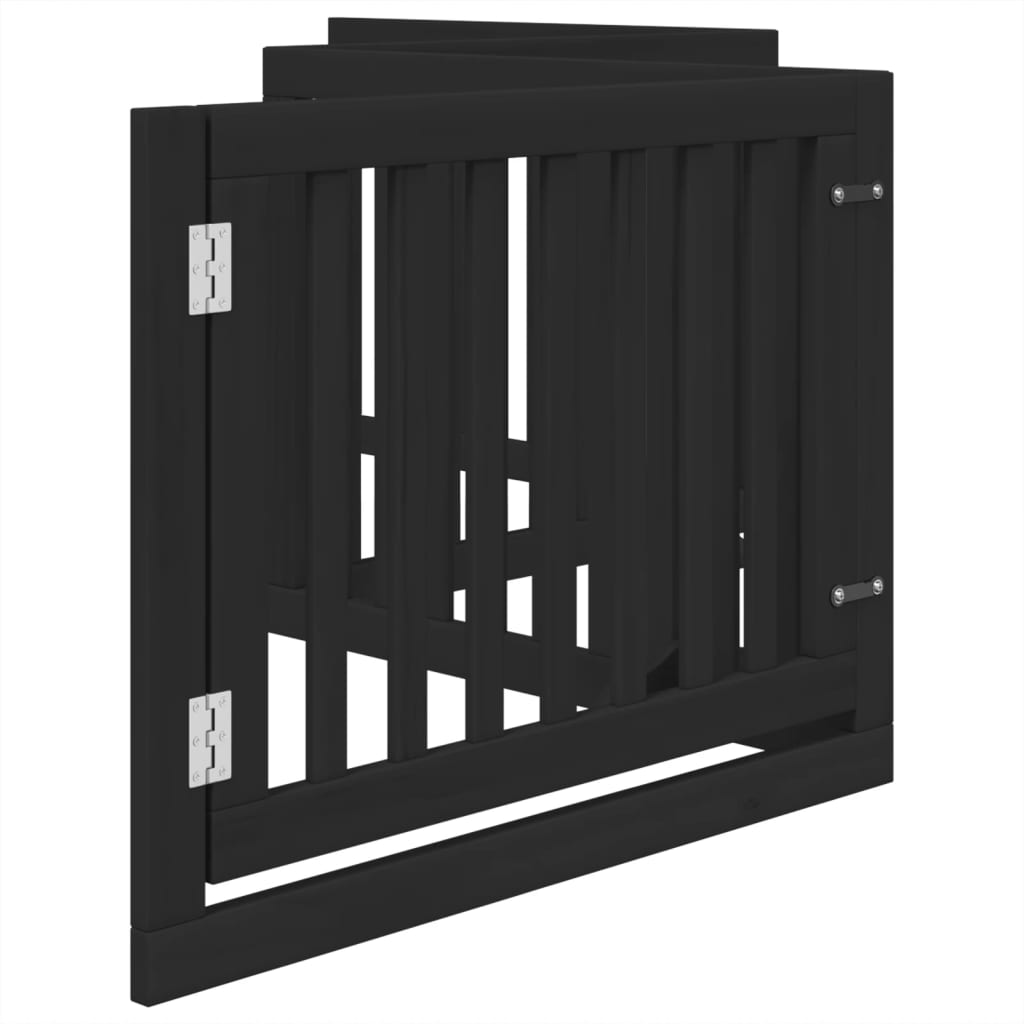 Zábrana pro psy s dvířky skládací 4 panely černá 320 cm topol