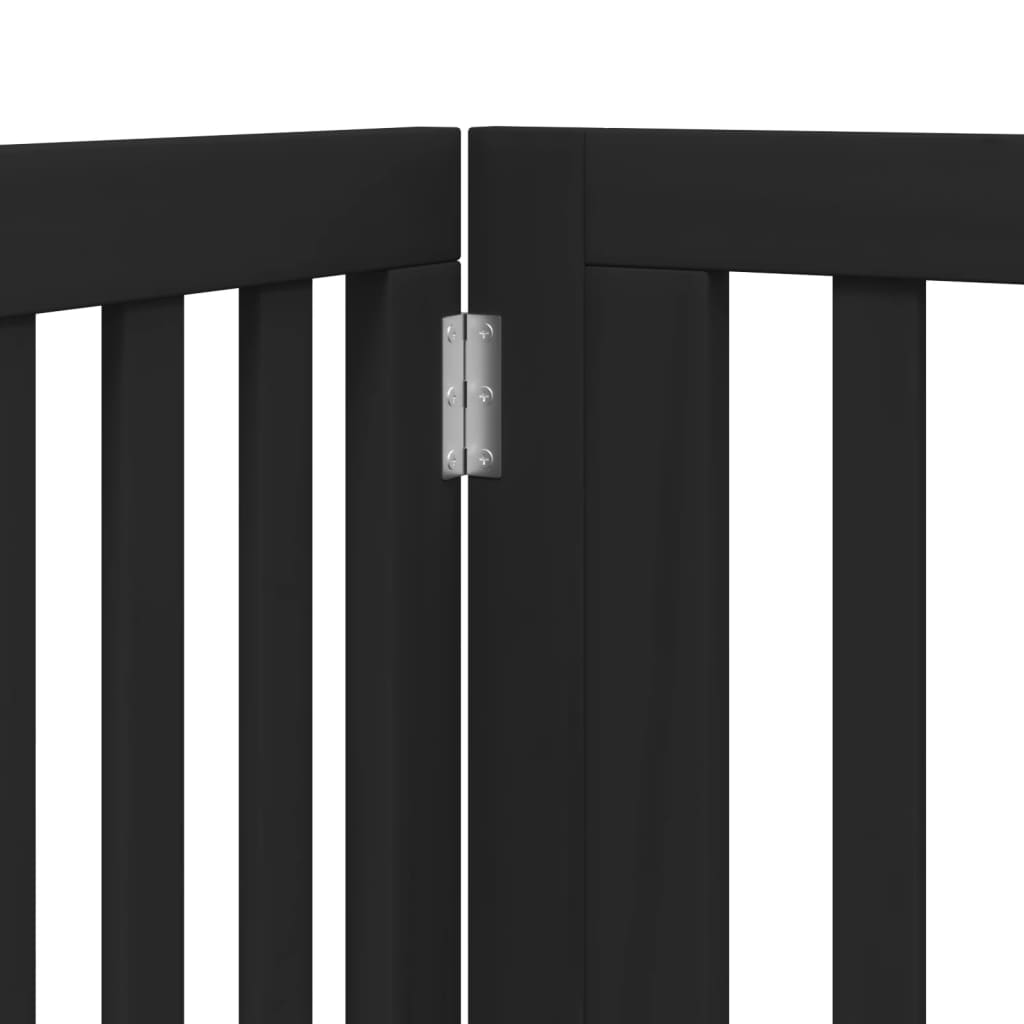 Zábrana pro psy s dvířky skládací 4 panely černá 320 cm topol