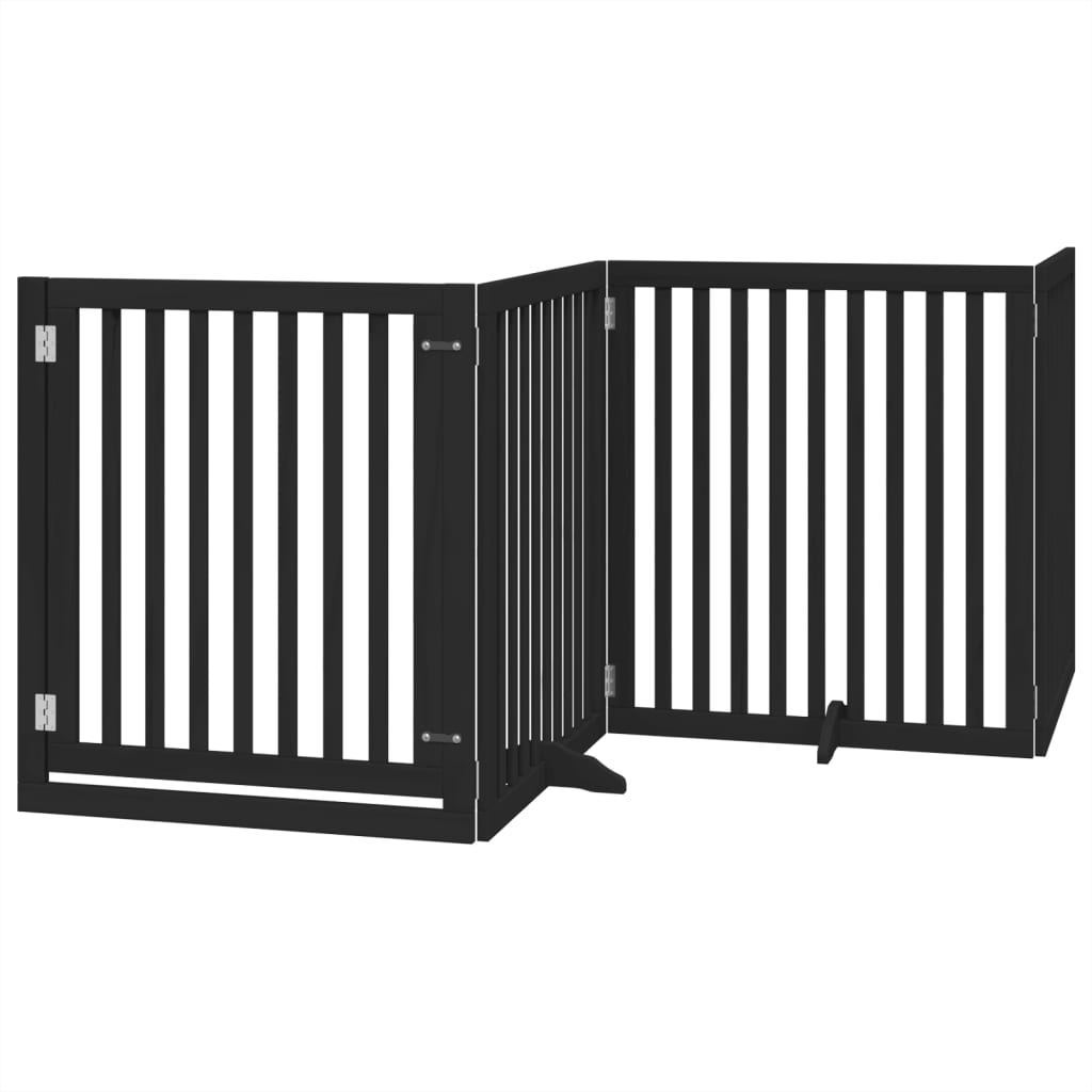 Zábrana pro psy s dvířky skládací 4 panely černá 320 cm topol