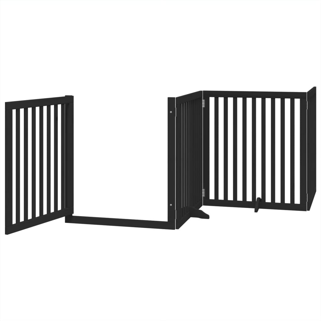 Zábrana pro psy s dvířky skládací 4 panely černá 320 cm topol