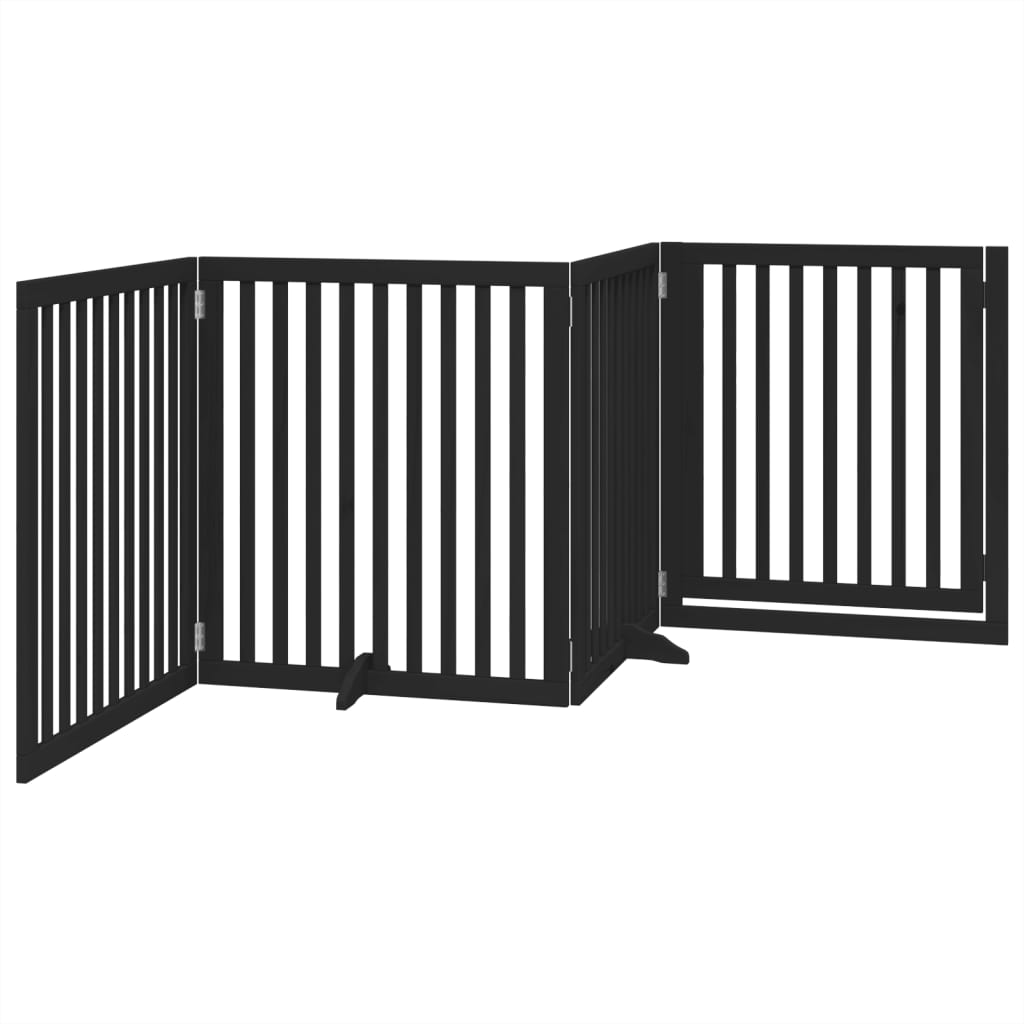 Zábrana pro psy s dvířky skládací 4 panely černá 320 cm topol